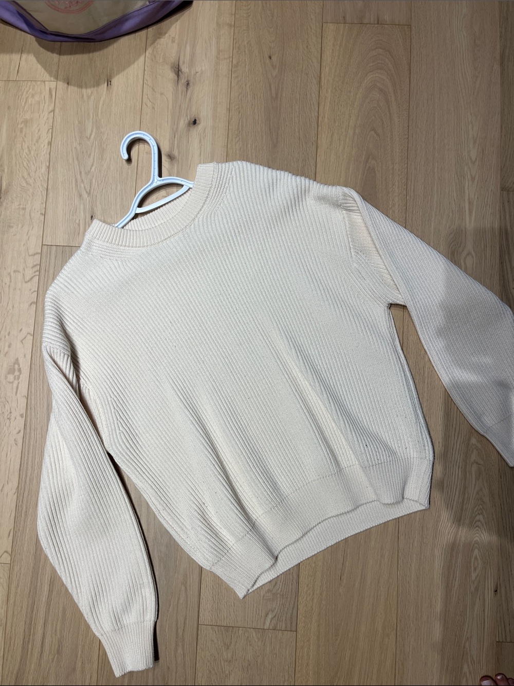 Zara Cream Ribbed Crewneck Sweater - Women